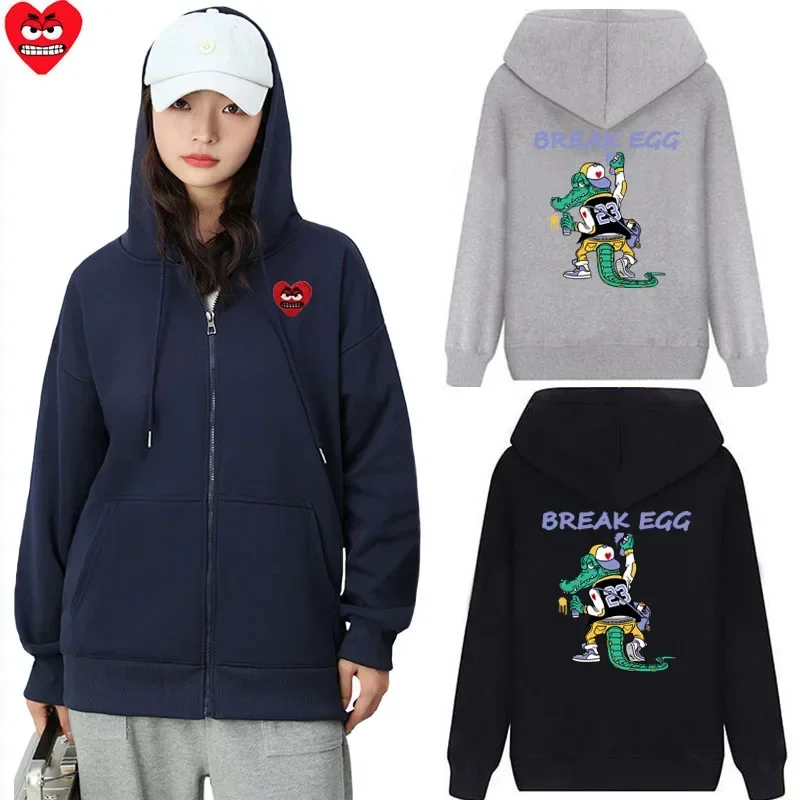Break Egg Women Zipper Hoodie Cotton Cartoon Heart Embroidered Crocodile Printed Pocket Loose Wool Autumn Casual Hoodie
Break Egg Women Zipper Hoodie Cotton Cartoon Heart Embroidered Crocodile Printed Pocket Loose Wool Autumn Casual Hoodie