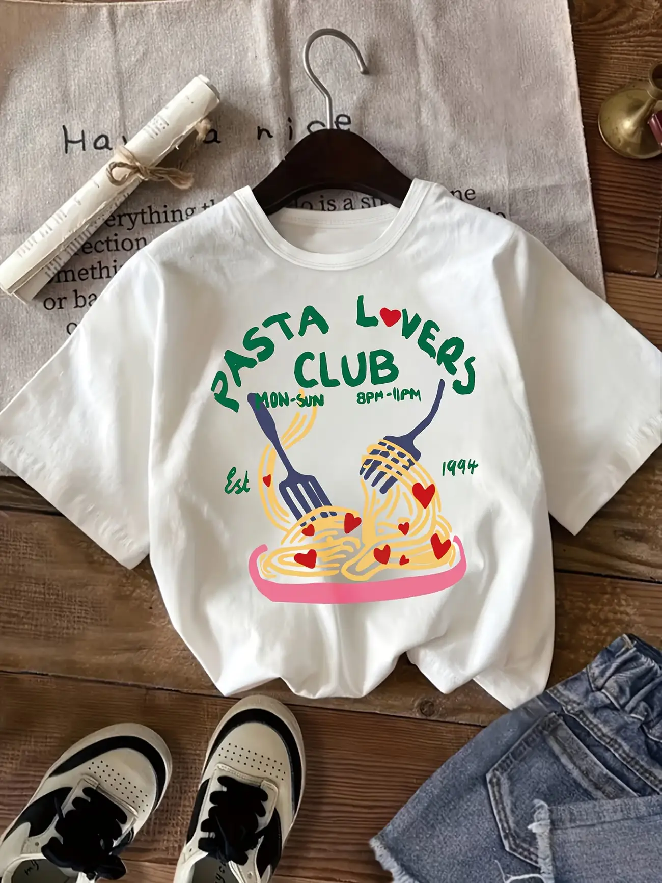 Женская футболка больших размеров с коротким рукавом, футболка с принтом Pasta Lovers Club Pasta Hearts Fork, незаменимые вещи для весны и лета, летние наряды для женщин
Женская футболка больших размеров с коротким рукавом, футболка с принтом Pasta Lovers Club Pasta Hearts Fork, незаменимые вещи для весны и лета, летние наряды для женщин