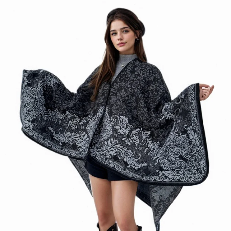 Autumn Winter New Knitted Shawl For Women, Fall Winter Split Outerwear, Fashionable Cape, Cloak, Scarf
Autumn Winter New Knitted Shawl For Women, Fall Winter Split Outerwear, Fashionable Cape, Cloak, Scarf