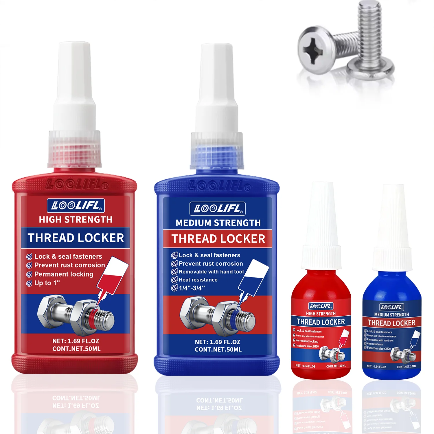 LOOLIFL 243-271 medium to high strength thread locking agent thread adhesive waterproof corrosion-resistant and highly stable
LOOLIFL 243-271 medium to high strength thread locking agent thread adhesive waterproof corrosion-resistant and highly stable
