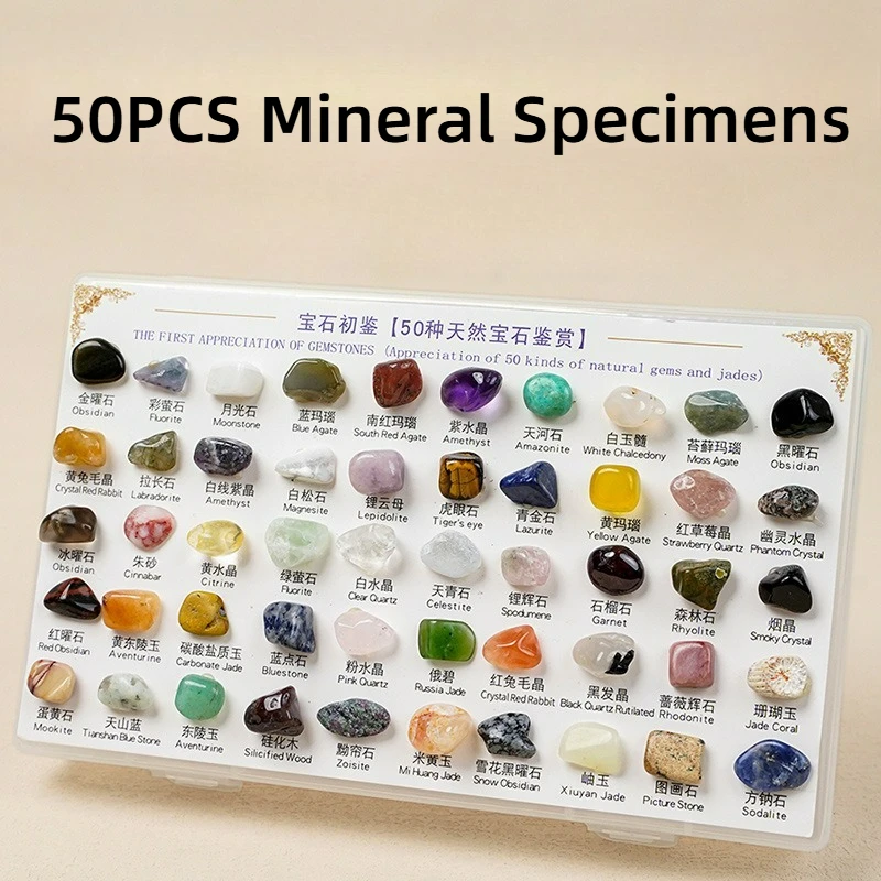 50PCS/Box Mineral Specimens Natural Gems and Jades First Appreciation Geography Teaching Raw Gemstones Healing Crystal Decor
50PCS/Box Mineral Specimens Natural Gems and Jades First Appreciation Geography Teaching Raw Gemstones Healing Crystal Decor