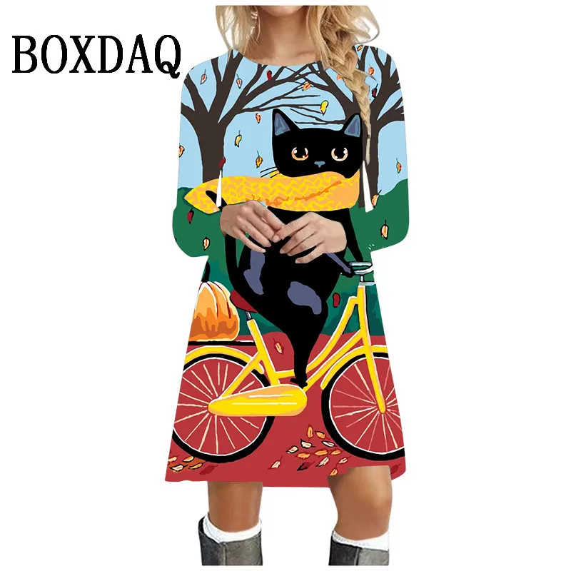 Autumn New 2024 Dress For Cute Cartoon 3D Cat Print Long Sleeve Dress Winter Street Casual Halloween Party Dress Women Sundress
Autumn New 2024 Dress For Cute Cartoon 3D Cat Print Long Sleeve Dress Winter Street Casual Halloween Party Dress Women Sundress