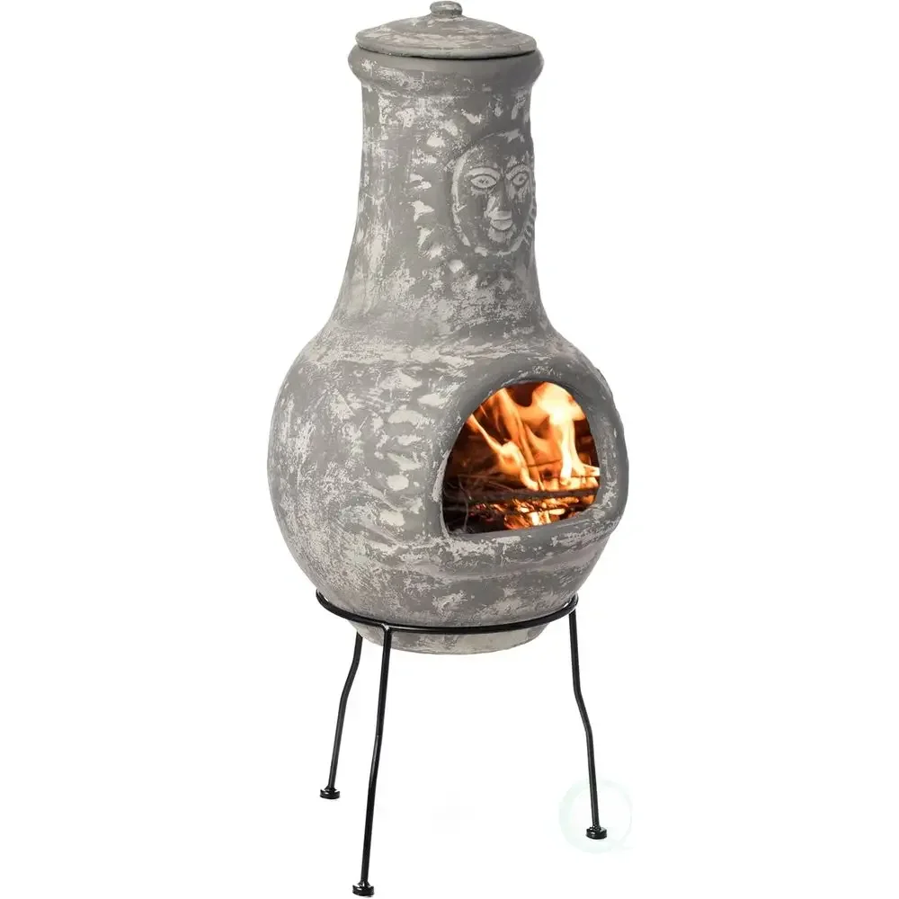 Outdoor Stone Grey Clay Chiminea with Metal Stand for Wood Burning, Ideal for BBQs and Cozy Evenings
Outdoor Stone Grey Clay Chiminea with Metal Stand for Wood Burning, Ideal for BBQs and Cozy Evenings