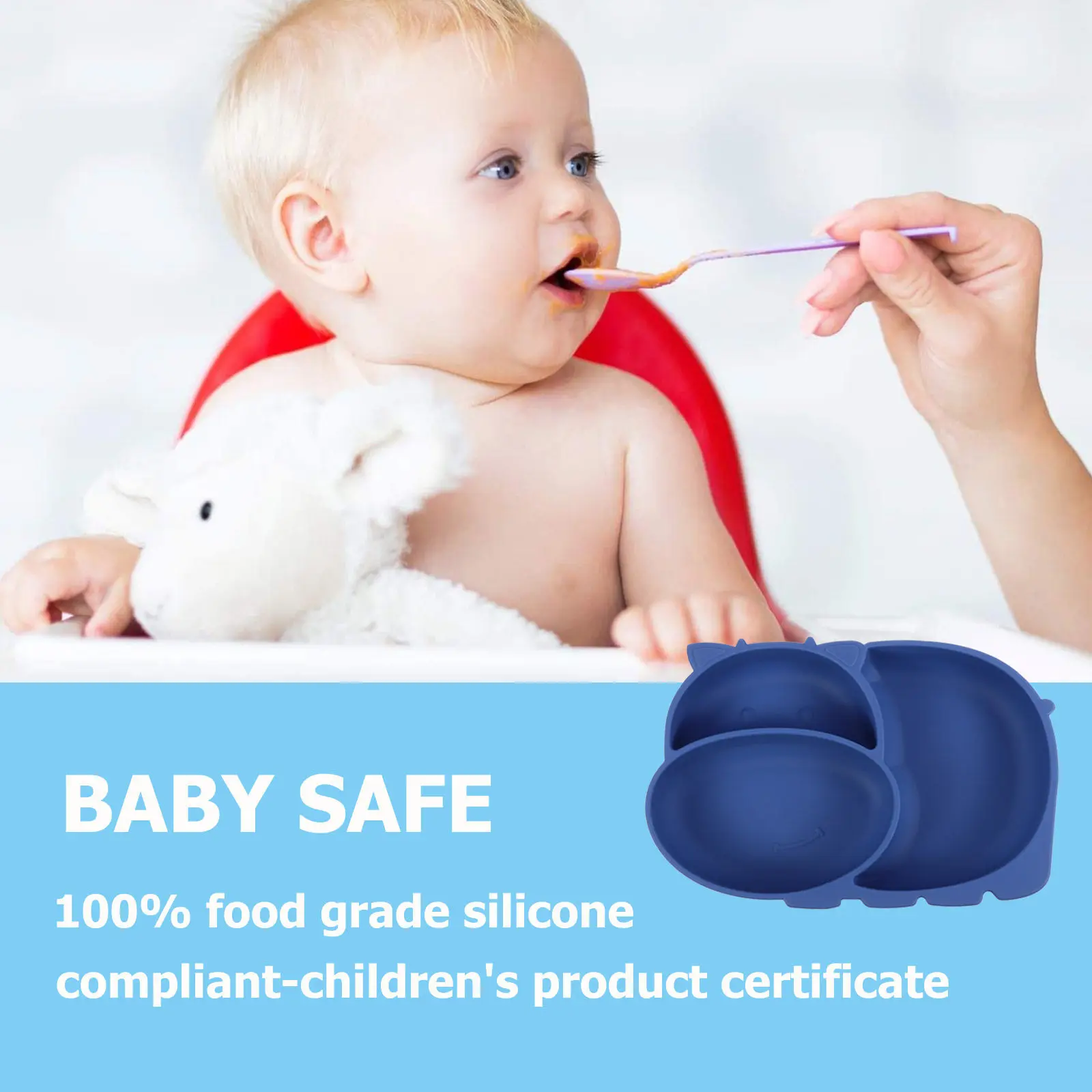1Pcs Silicone Baby Dinner Plate Cartoon Cow Shape Three Compartment Suction Anti-Skid Children Feeding Plate Baby Tableware Food
1Pcs Silicone Baby Dinner Plate Cartoon Cow Shape Three Compartment Suction Anti-Skid Children Feeding Plate Baby Tableware Food
