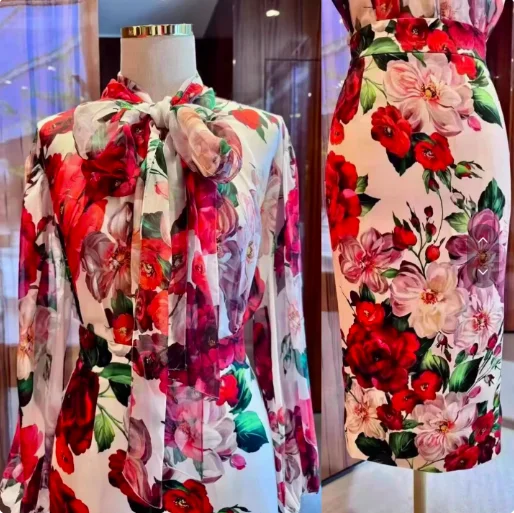 Sexy Women's Summer Blouse Fashion Transparent Silk Shirt Set Elegant Ladies Printed Pencil Skirt Outfits
Sexy Women's Summer Blouse Fashion Transparent Silk Shirt Set Elegant Ladies Printed Pencil Skirt Outfits