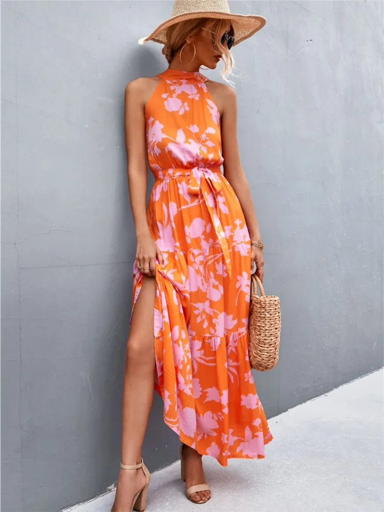 Women's Spring Summer New Fashionable Polka Dot Printed Sexy Sleeveless Hanging Neck Strap Waist Strap Dress Long Skirt
Women's Spring Summer New Fashionable Polka Dot Printed Sexy Sleeveless Hanging Neck Strap Waist Strap Dress Long Skirt