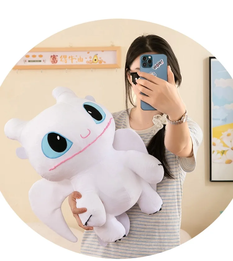 Juguete de peluche relleno con luz sin dientes Kawaii, bonito dragón de dibujos animados, maestro domador, juguete de peluche sin dientes, regalo de cumpleaños para novia