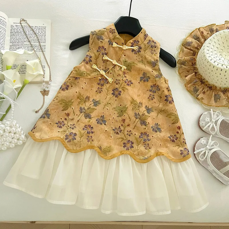 New Children's Dress2025Summer Girl's Traditional Chinese Style Embroidered Print Sleeveless Vest with Princess Dress and Hat
New Children's Dress2025Summer Girl's Traditional Chinese Style Embroidered Print Sleeveless Vest with Princess Dress and Hat