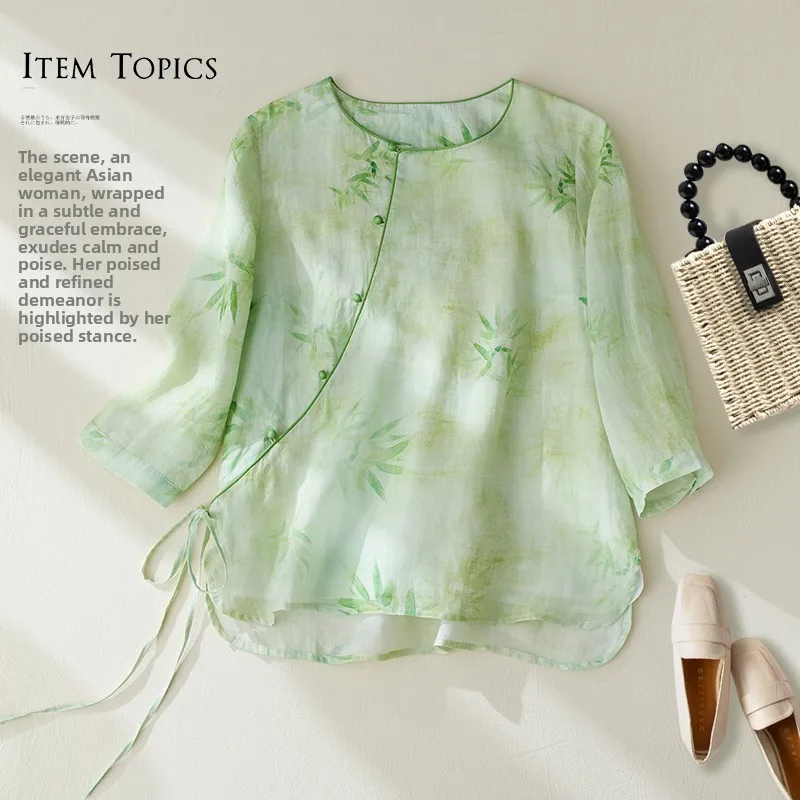 plus Size Women's Shirt Spring Summer New Chinese Style Cotton Linen Print Half Sleeve Top Loose Fit Commute Fashion
plus Size Women's Shirt Spring Summer New Chinese Style Cotton Linen Print Half Sleeve Top Loose Fit Commute Fashion