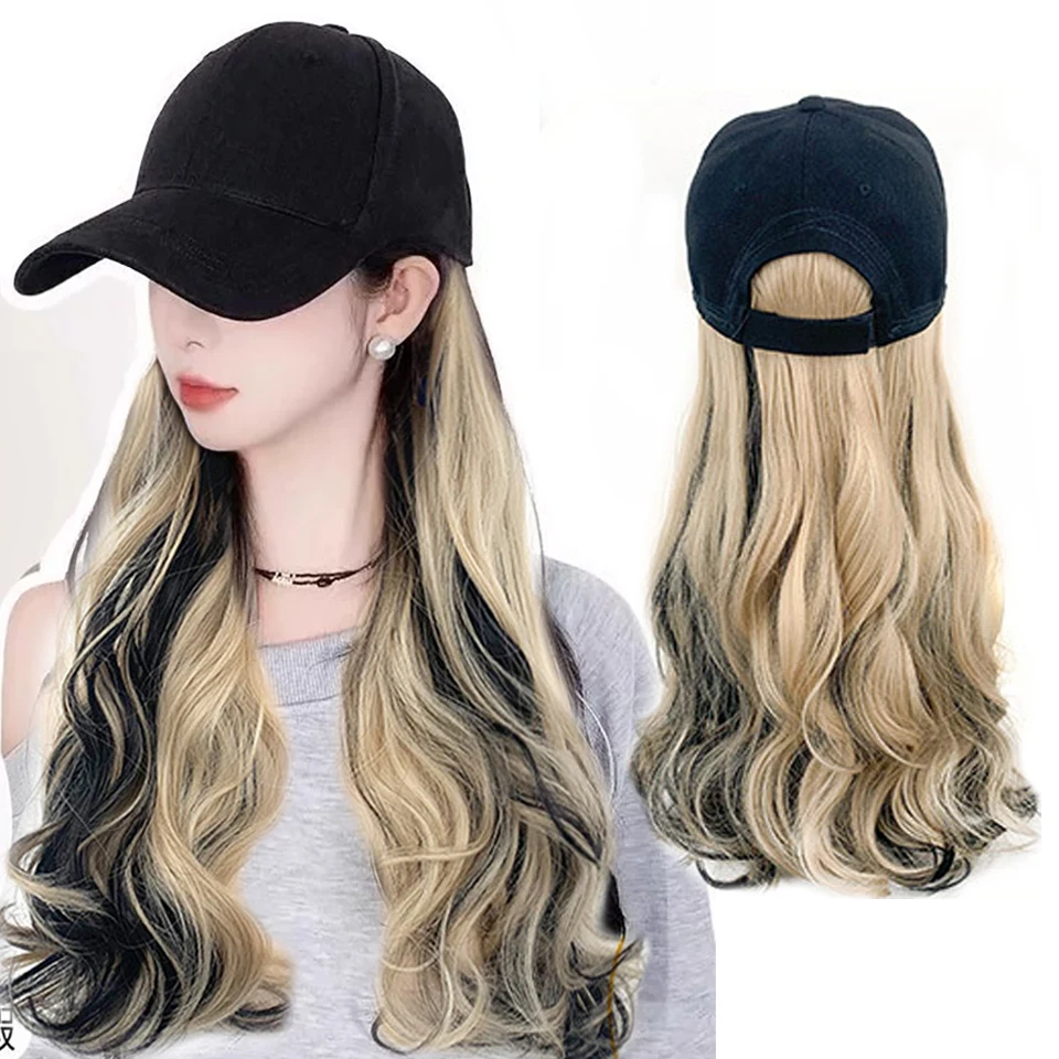 Hat Wig Long Wavy Golden Highlight Black Hair Baseball Cap Hair Extension Synthetic One Piece Hat Wig for Women Stylish Convenie
Hat Wig Long Wavy Golden Highlight Black Hair Baseball Cap Hair Extension Synthetic One Piece Hat Wig for Women Stylish Convenie
