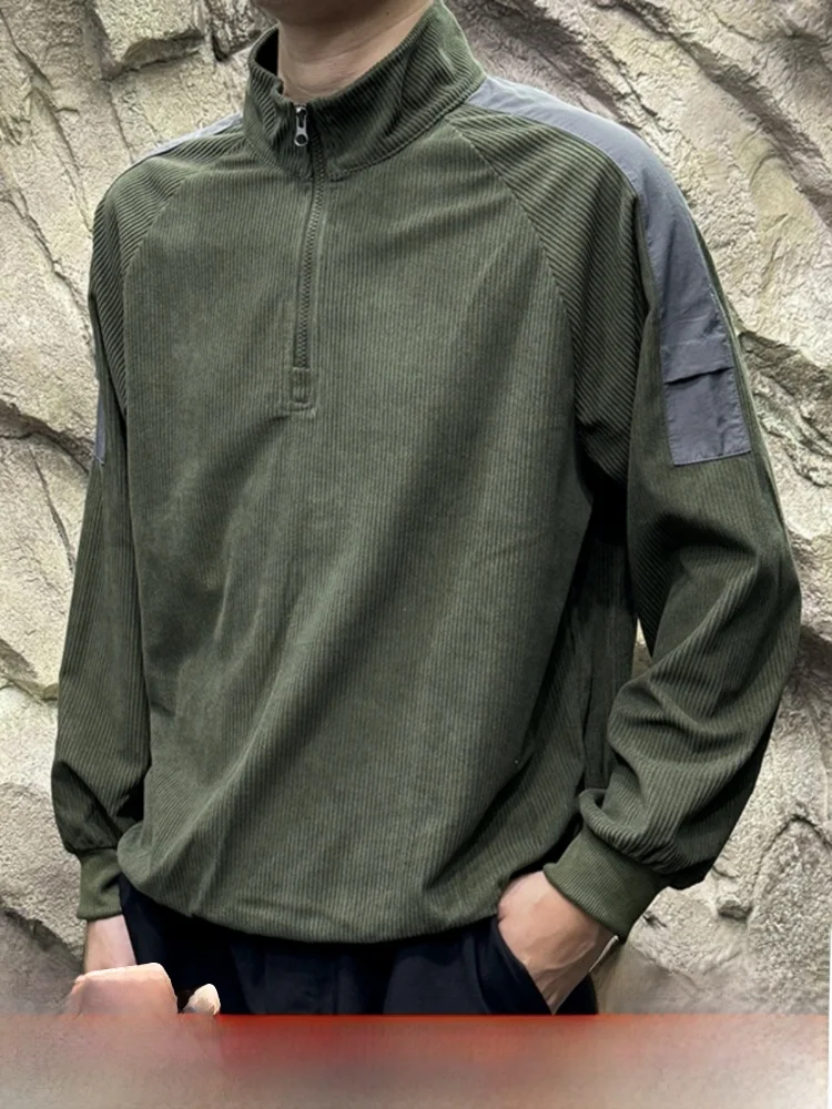 Corduroy Hoodie Men's Spring Autumn Loose Fit Zipper Stand Collar Color Base Layer Trendy Brand Long Sve T-irt
Corduroy Hoodie Men's Spring Autumn Loose Fit Zipper Stand Collar Color Base Layer Trendy Brand Long Sve T-irt