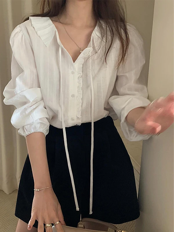 Elegant White Belted Shirt for Women Commute Korean Style Age-Defying Long Sleeve Casual Fit Business Versatile Top
Elegant White Belted Shirt for Women Commute Korean Style Age-Defying Long Sleeve Casual Fit Business Versatile Top