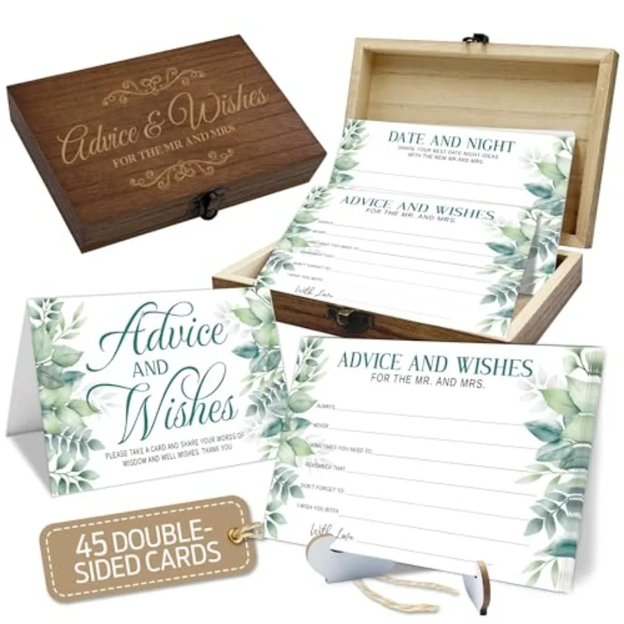 50 Pcs Advice And Wishes For The Mr and Mrs, Leave Wedding Advice Cards with Wood Box, Bridal Shower Wishes for Bride Groom New
50 Pcs Advice And Wishes For The Mr and Mrs, Leave Wedding Advice Cards with Wood Box, Bridal Shower Wishes for Bride Groom New