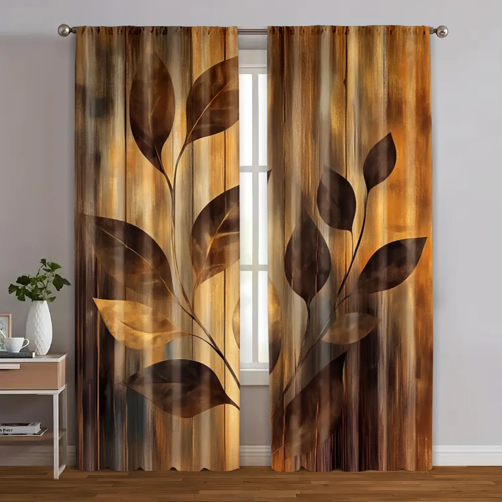 2pcs, Contemporary Curtains Draw a leaf pattern Versatile 100% Polyester (without rod) Festive for Study, Living Room, Kitchen -
2pcs, Contemporary Curtains Draw a leaf pattern Versatile 100% Polyester (without rod) Festive for Study, Living Room, Kitchen -