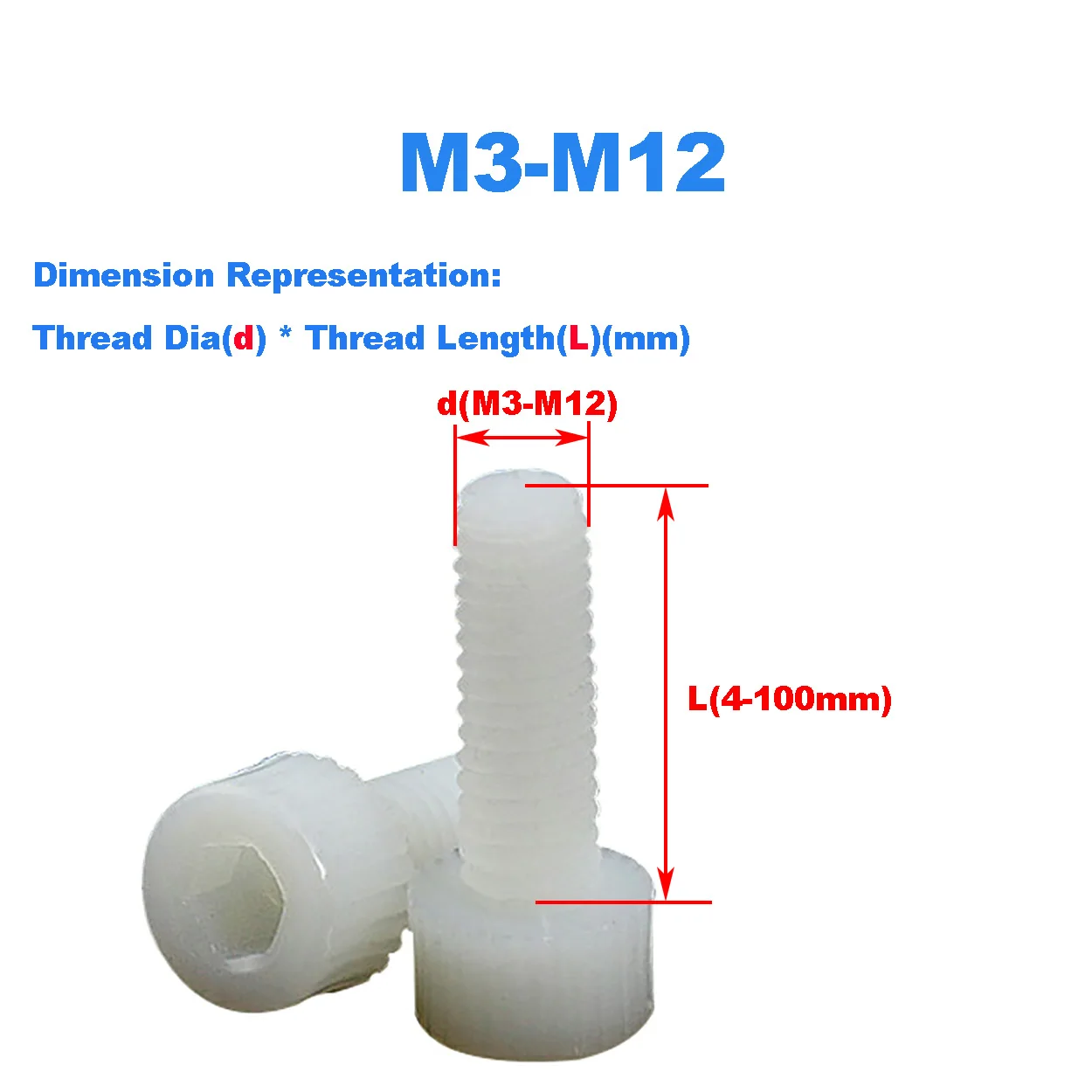 Cup Head Hexagon Socket Nylon Screw / Cylindrical Head Plastic Insulating Screw / Plastic Bolt M3M4M5M6M8M10M12
Cup Head Hexagon Socket Nylon Screw / Cylindrical Head Plastic Insulating Screw / Plastic Bolt M3M4M5M6M8M10M12