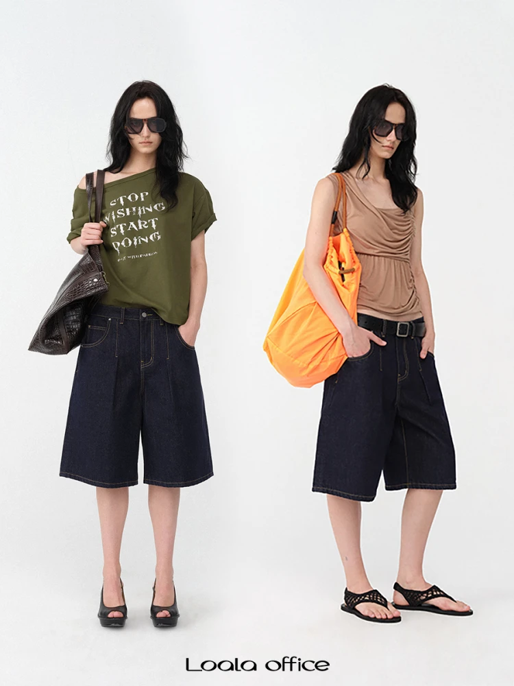 Loala Office Retro Low Waist Wide Leg Straight Original Blue Jeans Mid-Pants Casual Zipper Style Five-Quarter Length Summer S...
Loala Office Retro Low Waist Wide Leg Straight Original Blue Jeans Mid-Pants Casual Zipper Style Five-Quarter Length Summer S...