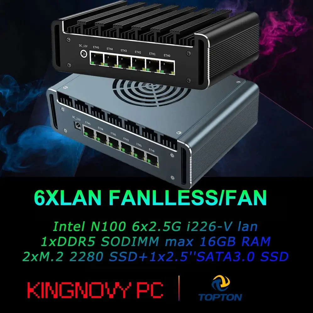Intel N100 Firewall Appliance 6x2.5G i226-V Mini PC DDR5 Max 16GB 2xM.2 NVMe Industrial Computer pfSense Server OPNsense Proxmox
Intel N100 Firewall Appliance 6x2.5G i226-V Mini PC DDR5 Max 16GB 2xM.2 NVMe Industrial Computer pfSense Server OPNsense Proxmox