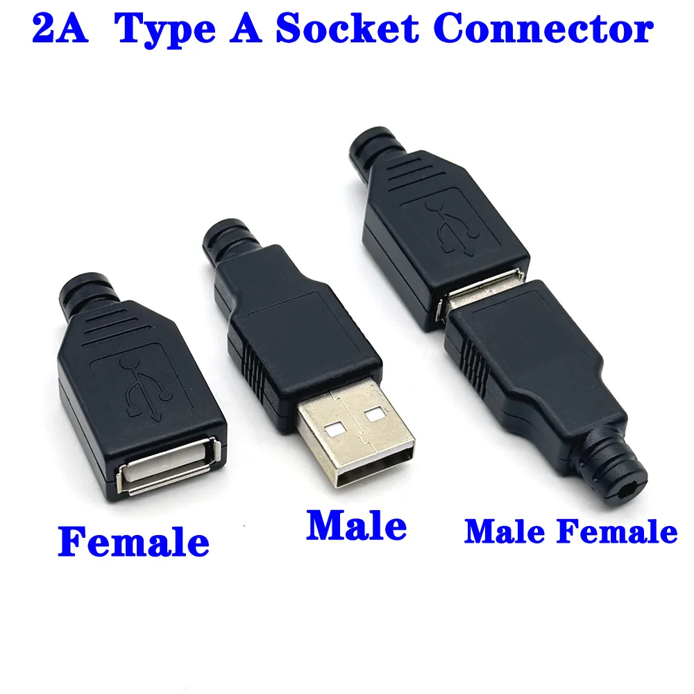 USB Type A Connector Male Female 4 Pin Plug Socket Black White Plastic Cover USB 2.0 Type-A Soldering DIY Kits
USB Type A Connector Male Female 4 Pin Plug Socket Black White Plastic Cover USB 2.0 Type-A Soldering DIY Kits