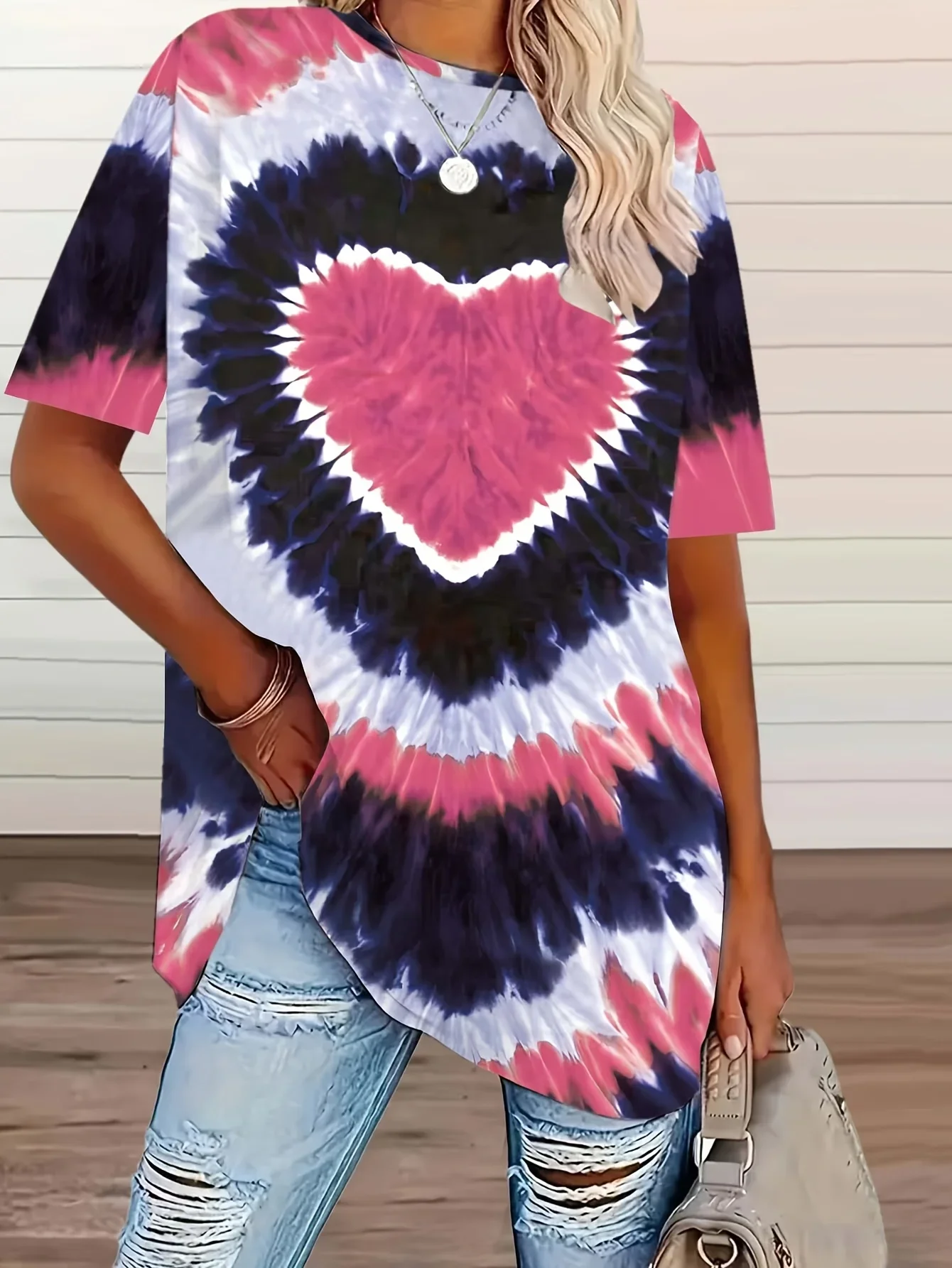 Summer Women Plus Size Women Elegant Tie Dyeing Heart Printed Casual T-shirt Women Casual T-shirt Quick Drying Breathable
Summer Women Plus Size Women Elegant Tie Dyeing Heart Printed Casual T-shirt Women Casual T-shirt Quick Drying Breathable