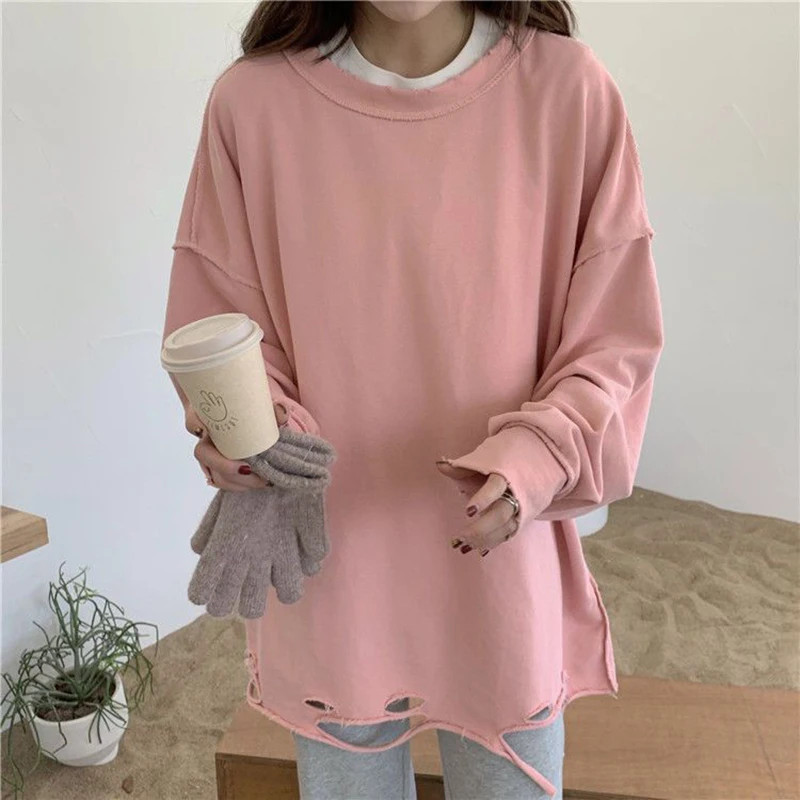 Pink Irregular Ripped Hole Long Sleeve Women O Neck T Shirt Fashion Streetwear Cool Hip Hop Punk Harajuku Oversized Top 2023 New
Pink Irregular Ripped Hole Long Sleeve Women O Neck T Shirt Fashion Streetwear Cool Hip Hop Punk Harajuku Oversized Top 2023 New