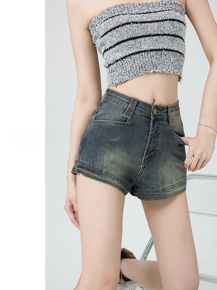 American Vintage Style Denim Shorts for Women Thin Summer Wear High Waist Tight Elastic A-line Super Short Hot Pants for Ladies
American Vintage Style Denim Shorts for Women Thin Summer Wear High Waist Tight Elastic A-line Super Short Hot Pants for Ladies