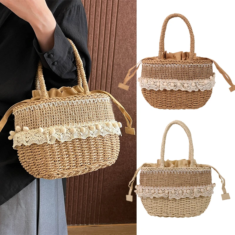 Women Straw Woven Bag Straw Tote Bag Large Capacity Weaving Shoulder Purse with Lace Woven Shopping HandBag Summer Beach Clutch
Women Straw Woven Bag Straw Tote Bag Large Capacity Weaving Shoulder Purse with Lace Woven Shopping HandBag Summer Beach Clutch