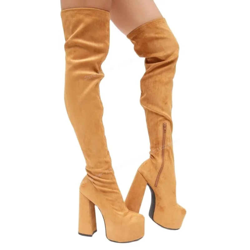 Brown Suede Over The Knee Boots Solid Color Platform Round Toe Shoes for Women Chunky High Heels Shoes 2023 Zapatos Para Mujere
Brown Suede Over The Knee Boots Solid Color Platform Round Toe Shoes for Women Chunky High Heels Shoes 2023 Zapatos Para Mujere