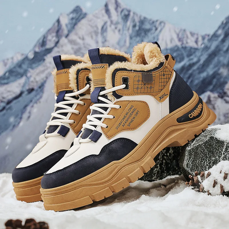 Winter Men's Sneakers New High Top Plush Warm Outdoor Lace-up Comfortable Anti Slip Korean Short Boots Botas Para Hombre 2025
Winter Men's Sneakers New High Top Plush Warm Outdoor Lace-up Comfortable Anti Slip Korean Short Boots Botas Para Hombre 2025