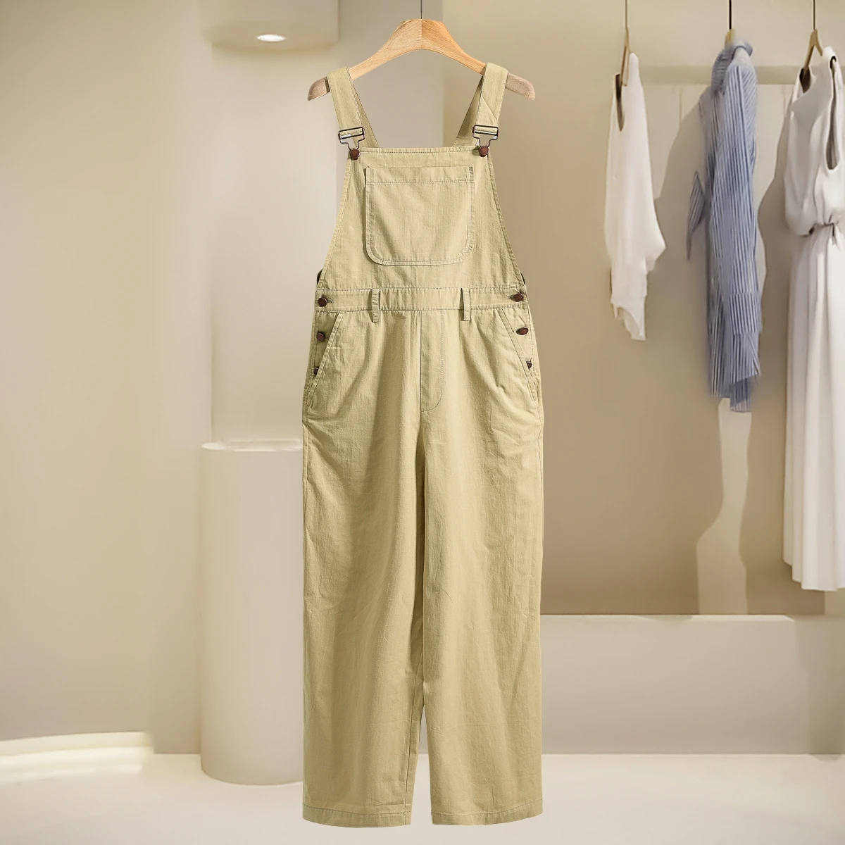 High Waist Wide Leg Pants with oulder Straps Side Buttoned Academy Sle Cotton Casual Trousers for Women Spring Season
High Waist Wide Leg Pants with oulder Straps Side Buttoned Academy Sle Cotton Casual Trousers for Women Spring Season