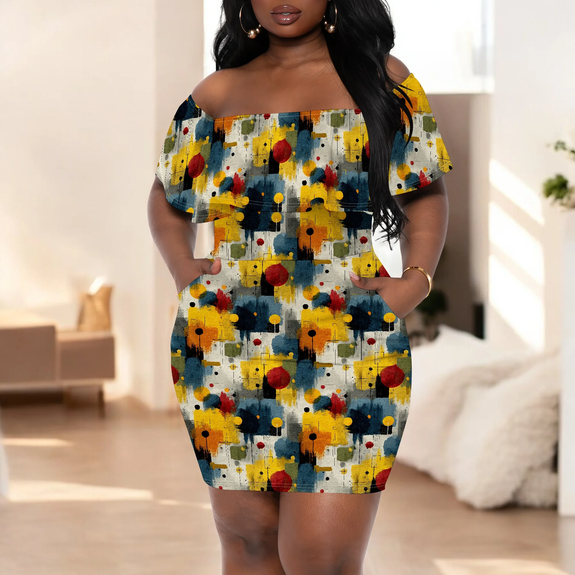 Women's Color Block Graffiti Mini Dress S-3XL 2025 Off Shoulder Summer Outfit for Indie Art Festival or Urban Picnic
Women's Color Block Graffiti Mini Dress S-3XL 2025 Off Shoulder Summer Outfit for Indie Art Festival or Urban Picnic