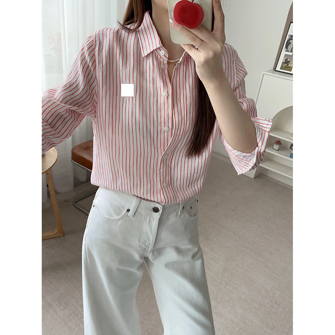 High-End Linen Stripe irt Women's Collar Sunscreen Casual Loose Fit Long Sve Regular Length UV Protection
High-End Linen Stripe irt Women's Collar Sunscreen Casual Loose Fit Long Sve Regular Length UV Protection
