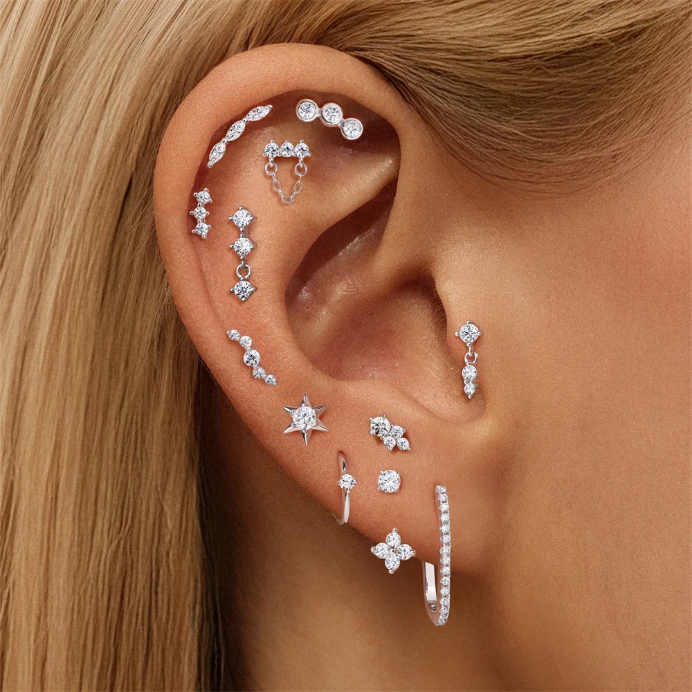 MLING 1PC Classic Moissanite 925 Sterling Silver Flat Head Ear Bone Puncture Earring Women Six-pointed Star Earring Jewelry
MLING 1PC Classic Moissanite 925 Sterling Silver Flat Head Ear Bone Puncture Earring Women Six-pointed Star Earring Jewelry