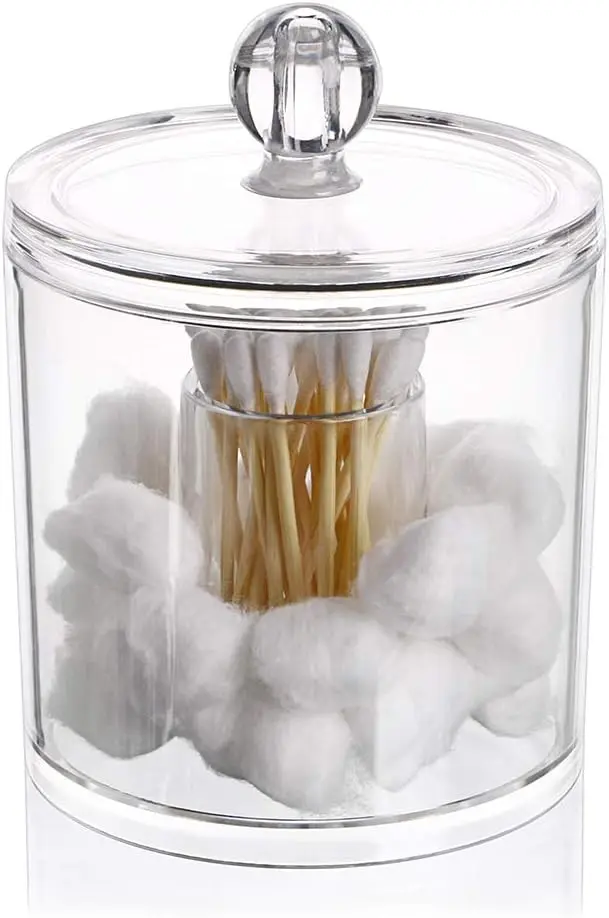 Acrylic Cotton Ball & Swab Organizer with Lid - Bathroom Storage Jar for Q-tips, Rounds, Pads
Acrylic Cotton Ball & Swab Organizer with Lid - Bathroom Storage Jar for Q-tips, Rounds, Pads
