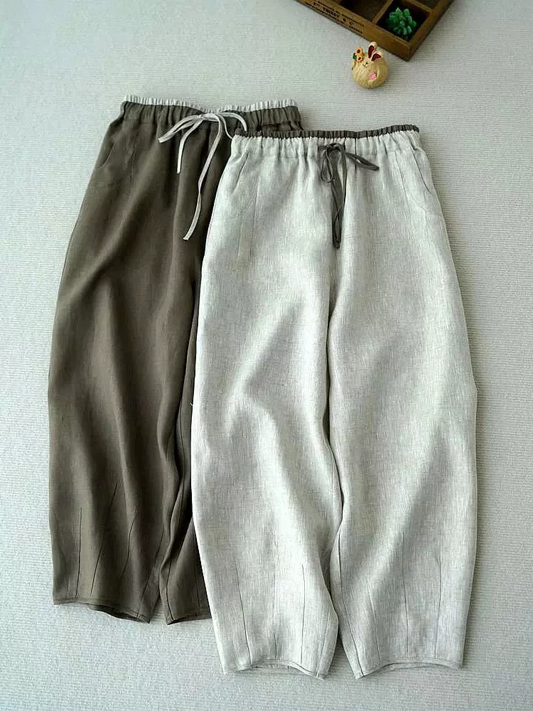 76-100cm Elastic Waist Spring Summer Women Loose All-match Japan Style Comfortable Natural Linen Trousers Harem Pants
76-100cm Elastic Waist Spring Summer Women Loose All-match Japan Style Comfortable Natural Linen Trousers Harem Pants