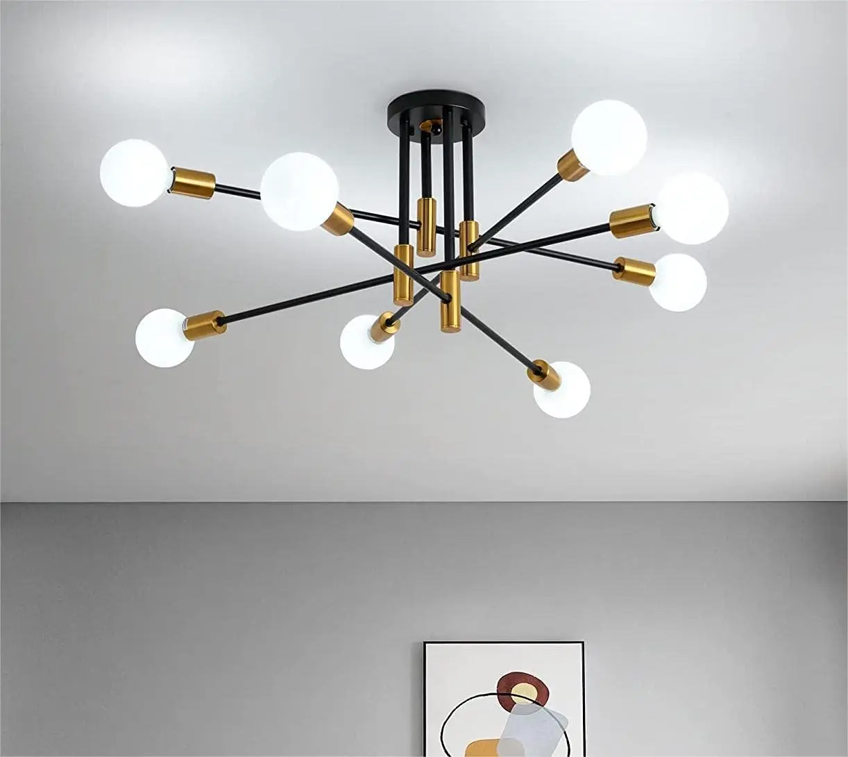 Sputnik Chandelier Modern Black+Gold Lighting Adjustable Industrial Ceiling Pendant Light Fixture for Room Foyer 8 Lights
Sputnik Chandelier Modern Black+Gold Lighting Adjustable Industrial Ceiling Pendant Light Fixture for Room Foyer 8 Lights