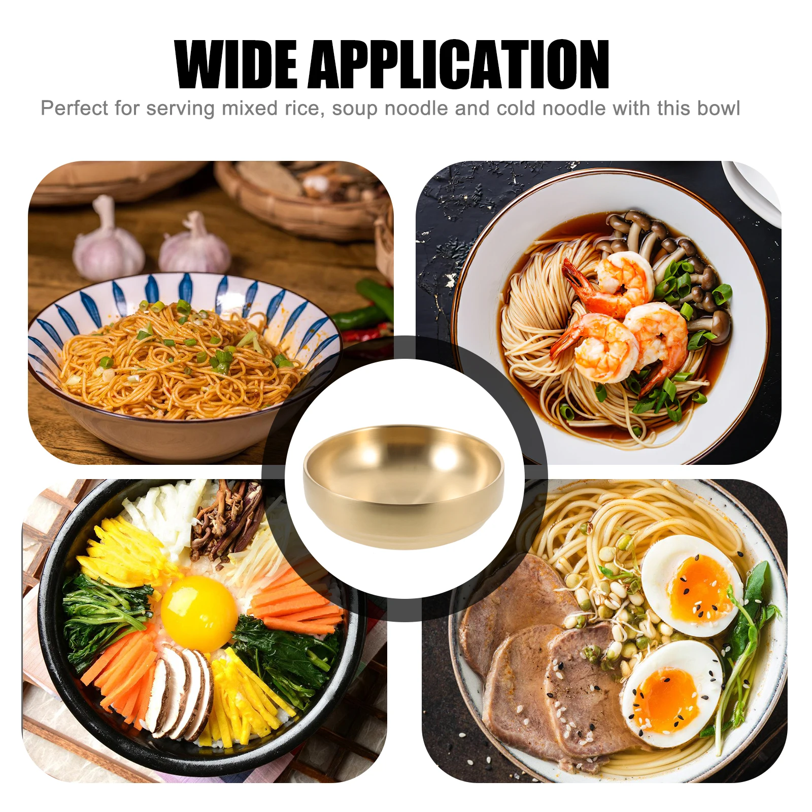 Stainless Steel Cold Noodle Bowl Ramen Soup Kitchenware Korean Mixed Rice Large Golden Single Layer Brushed Finish
Stainless Steel Cold Noodle Bowl Ramen Soup Kitchenware Korean Mixed Rice Large Golden Single Layer Brushed Finish