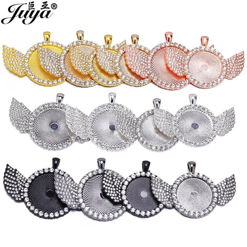 Wholesale Crystal Wings Pendant Bezel 25/30mm Cabochon Base For DIY Jewelry Making Hip Hop Memory Necklaces Accessories
Wholesale Crystal Wings Pendant Bezel 25/30mm Cabochon Base For DIY Jewelry Making Hip Hop Memory Necklaces Accessories