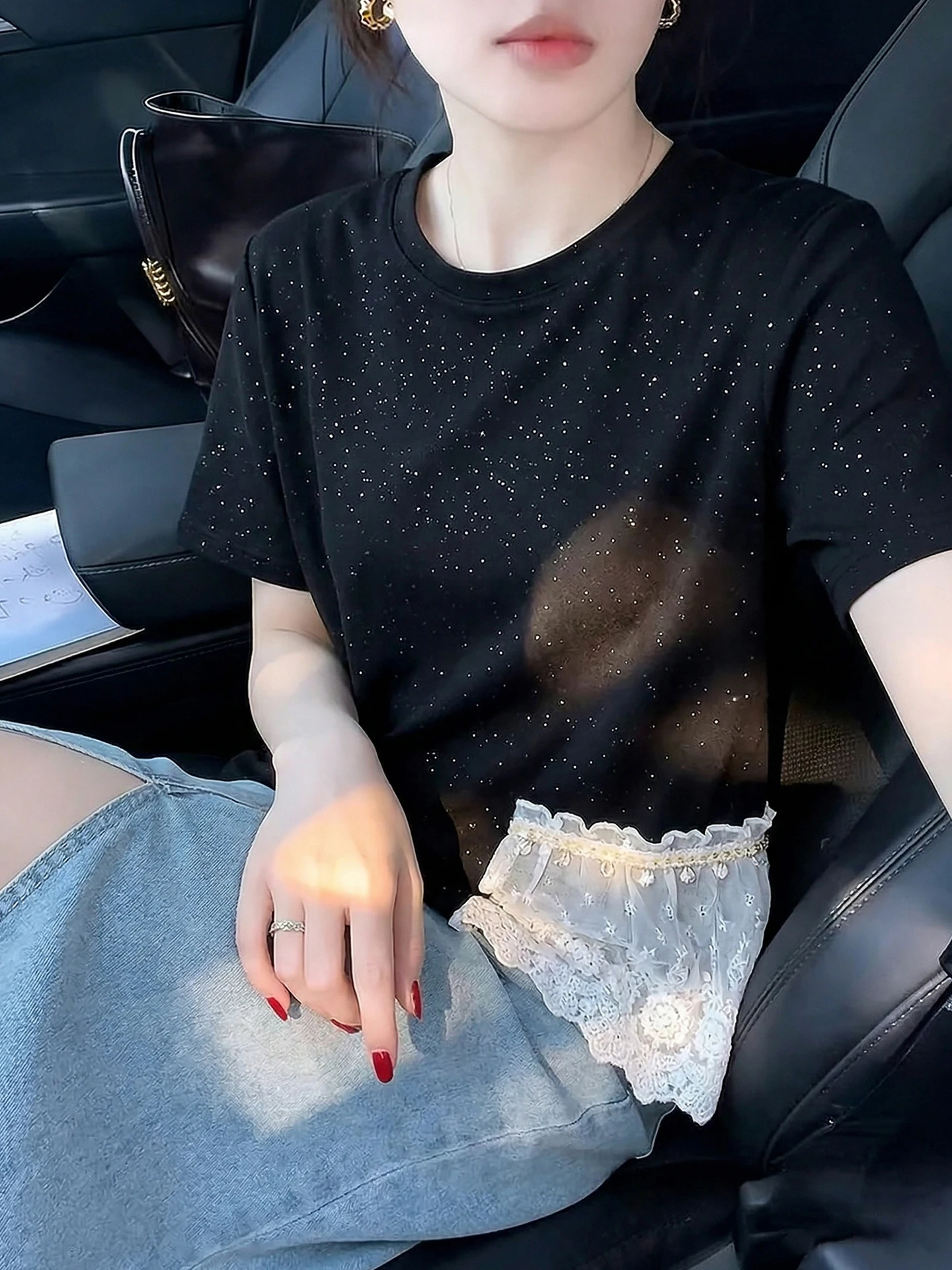 Fashionable Lace Splice Short Sleeve T-Shirt Women's Summer New Design Sensation Sun Protection Clothes Elegant Style 2026
Fashionable Lace Splice Short Sleeve T-Shirt Women's Summer New Design Sensation Sun Protection Clothes Elegant Style 2026