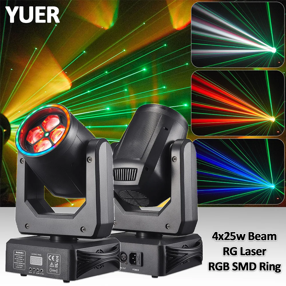 YUER LED 4x25w RGBW Beam Effect RG Laser SMD RGB Ring Rotation 3in1 Effect Moving Head Party Dj Disco Wedding Stage Lighting
YUER LED 4x25w RGBW Beam Effect RG Laser SMD RGB Ring Rotation 3in1 Effect Moving Head Party Dj Disco Wedding Stage Lighting
