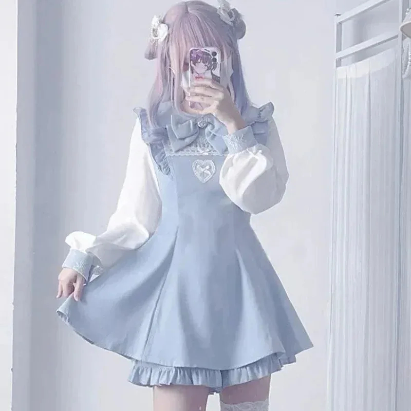 Японский стиль, готический Y2k, Лолита, платье со стразами и бантом, шорты, комплект, милая женская рубашка с воротником Питера Пэна и воротником, праздничное платье в стиле Харадзюку
Японский стиль, готический Y2k, Лолита, платье со стразами и бантом, шорты, комплект, милая женская рубашка с воротником Питера Пэна и воротником, праздничное платье в стиле Харадзюку