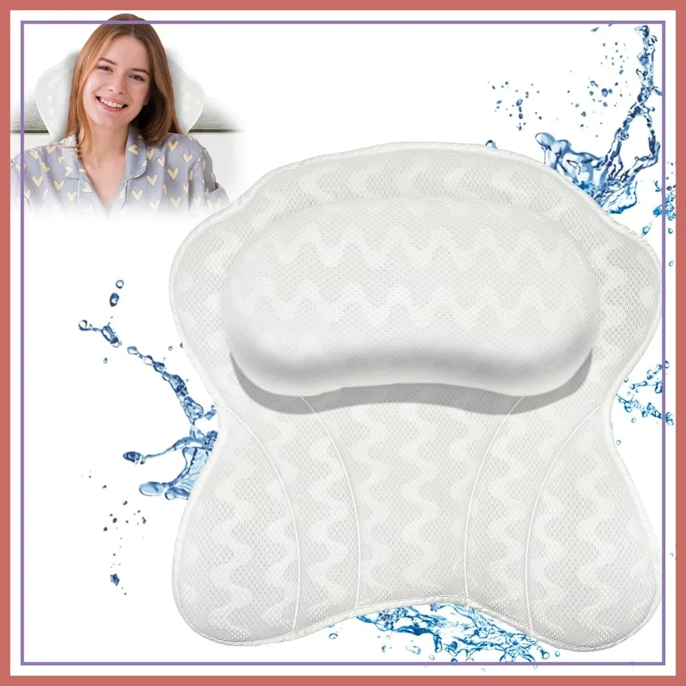 Bath Pillow Spa Bathtub Ergonomic Neck Head Shoulder Support Cushion, Strong Suction Cups, Soft 4D Mesh
Bath Pillow Spa Bathtub Ergonomic Neck Head Shoulder Support Cushion, Strong Suction Cups, Soft 4D Mesh