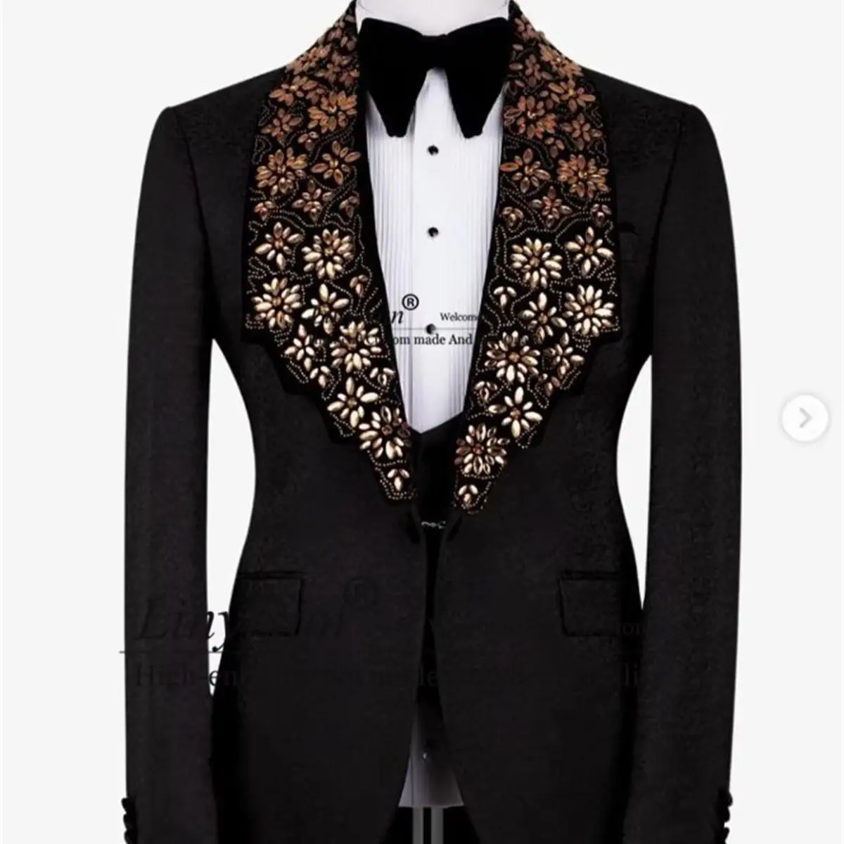 Luxury Beaded Crystal Lapel Men Suits Slim Fit Groom Wedding Tuxedo 3 Piece Set Jacquard Male Prom Blazer Customized Ropa hombre
Luxury Beaded Crystal Lapel Men Suits Slim Fit Groom Wedding Tuxedo 3 Piece Set Jacquard Male Prom Blazer Customized Ropa hombre