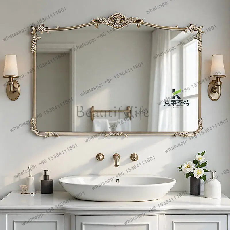 French retro washstand bathroom mirror retro porch fireplace decorative mirror
French retro washstand bathroom mirror retro porch fireplace decorative mirror