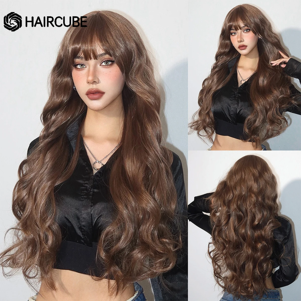 Прямая поставка, темно-коричневые длинные волнистые Искусственные парики HAIRCUBE для чернокожих женщин с челкой, парики для повседневного косплея, термостойкие парики
Прямая поставка, темно-коричневые длинные волнистые Искусственные парики HAIRCUBE для чернокожих женщин с челкой, парики для повседневного косплея, термостойкие парики