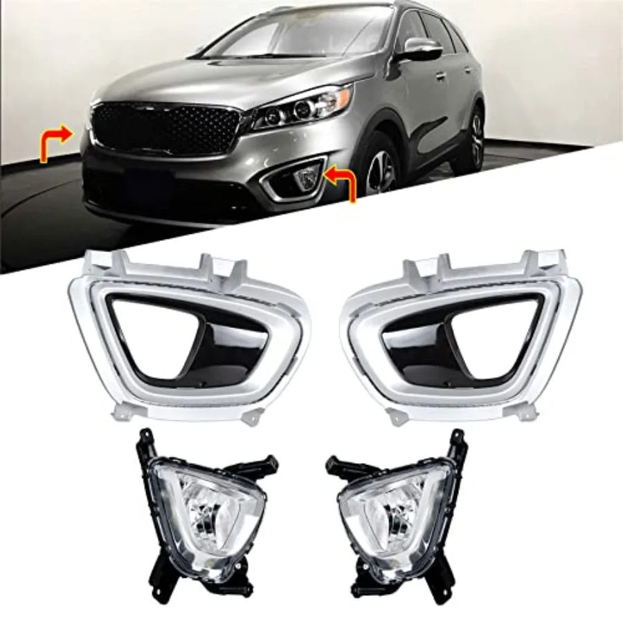 Fog Lights Replacement for Sorento 2016 2017 2018 Clear Lens with Front Bumper Bezel Left+Right Side Passenger and Driver Side
Fog Lights Replacement for Sorento 2016 2017 2018 Clear Lens with Front Bumper Bezel Left+Right Side Passenger and Driver Side