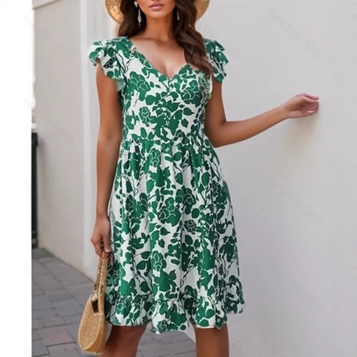 2025 Summer New V-Neck Puffy Casual Holiday Dress Comfortable Lightweight Women's Elegant With Ruffle Dress
2025 Summer New V-Neck Puffy Casual Holiday Dress Comfortable Lightweight Women's Elegant With Ruffle Dress