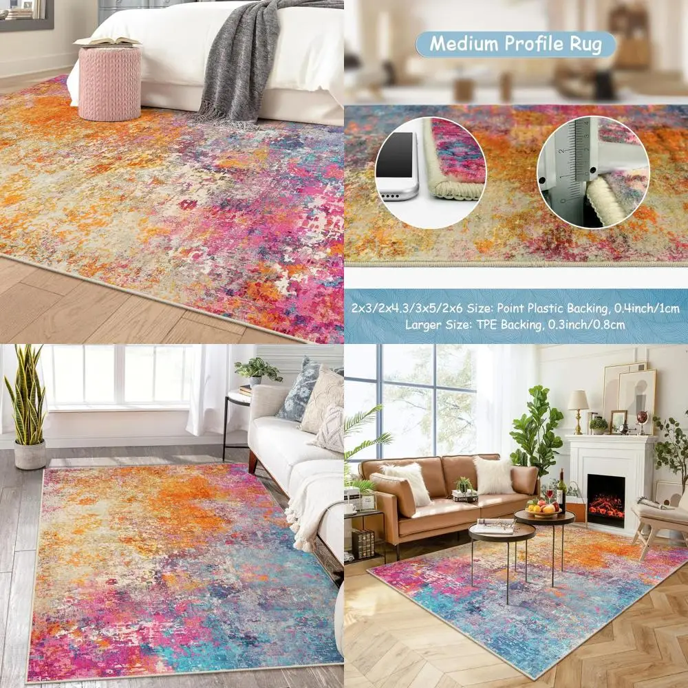 Красочные моющиеся ковры 5x7 для гостиных, спален и столовых - нескользящие, с низким ворсом, устойчивые к пятнам, для домашнего офиса
Красочные моющиеся ковры 5x7 для гостиных, спален и столовых - нескользящие, с низким ворсом, устойчивые к пятнам, для домашнего офиса