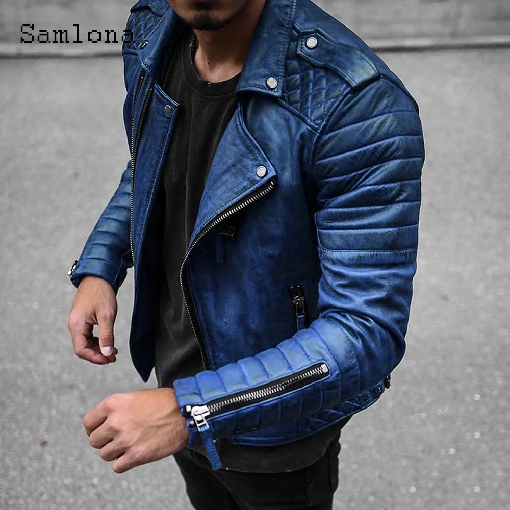 Samlona 2023 New Faux Pu Leather Jackets Mens Autumn Fashion Zip Up Coats Slim Biker Jacket Plus size Top Outerwear Men Clothing
Samlona 2023 New Faux Pu Leather Jackets Mens Autumn Fashion Zip Up Coats Slim Biker Jacket Plus size Top Outerwear Men Clothing