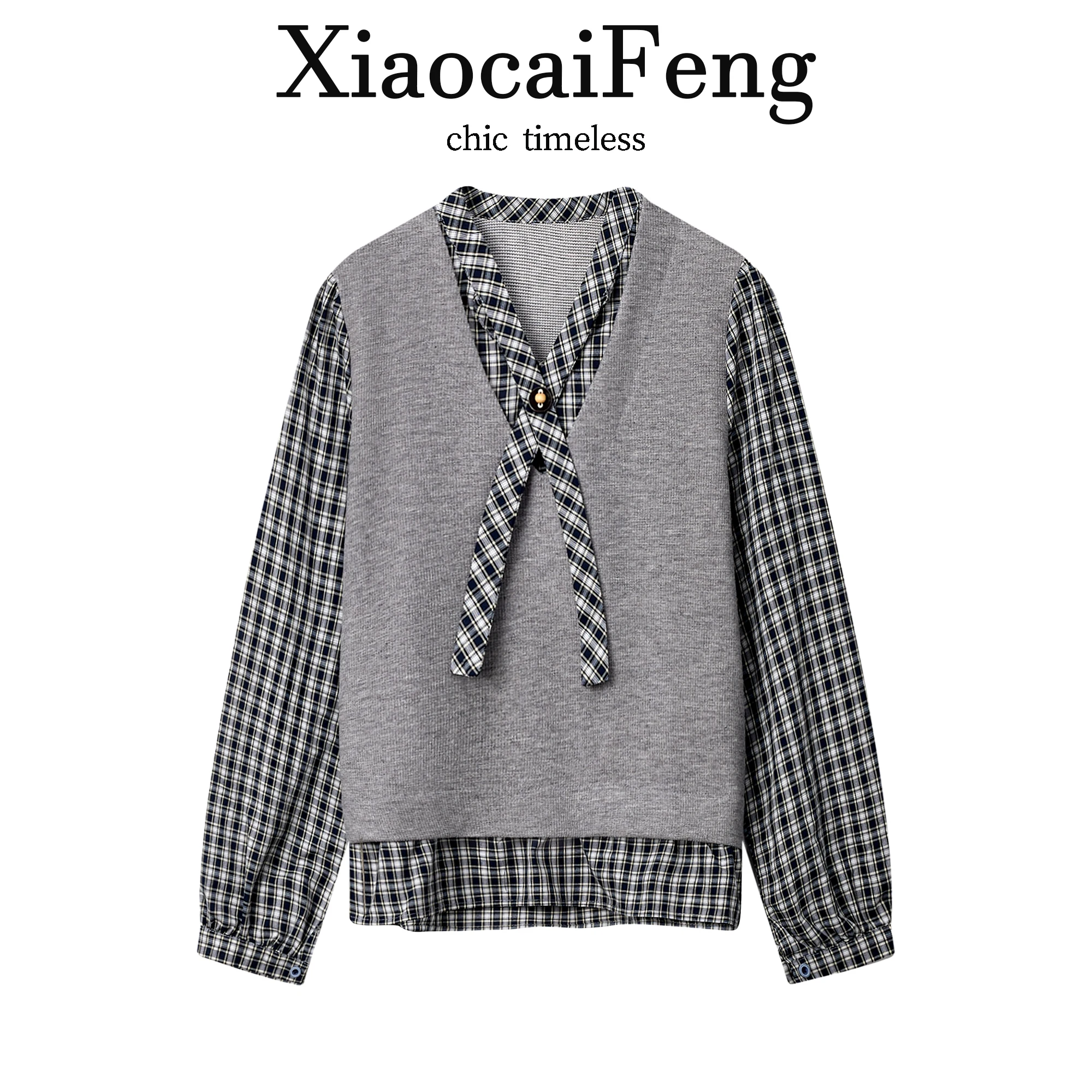 Elegant Plaid Patchwork Fake Two-Piece Shirt Women's Spring Autumn Design Unique Belted Shirt Stylish Top Intellectual Style ...
Elegant Plaid Patchwork Fake Two-Piece Shirt Women's Spring Autumn Design Unique Belted Shirt Stylish Top Intellectual Style ...