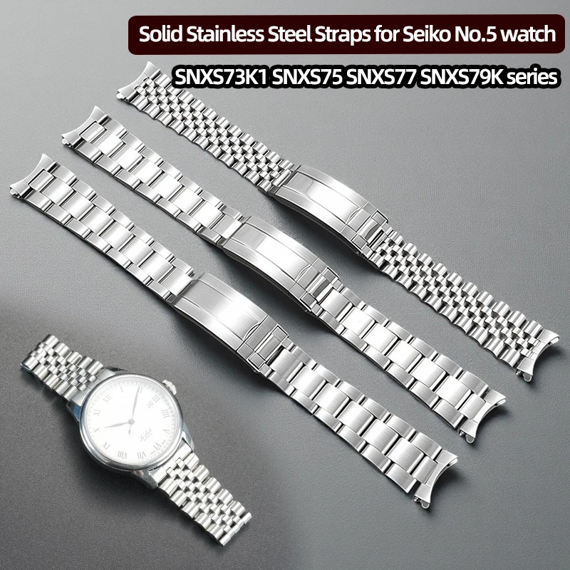 19mm Solid Stainless Steel Straps for Seiko No.5 watch SNXS73K1 SNXS75 SNXS77 SNXS79K series watchband Men's Watch Accessories
19mm Solid Stainless Steel Straps for Seiko No.5 watch SNXS73K1 SNXS75 SNXS77 SNXS79K series watchband Men's Watch Accessories